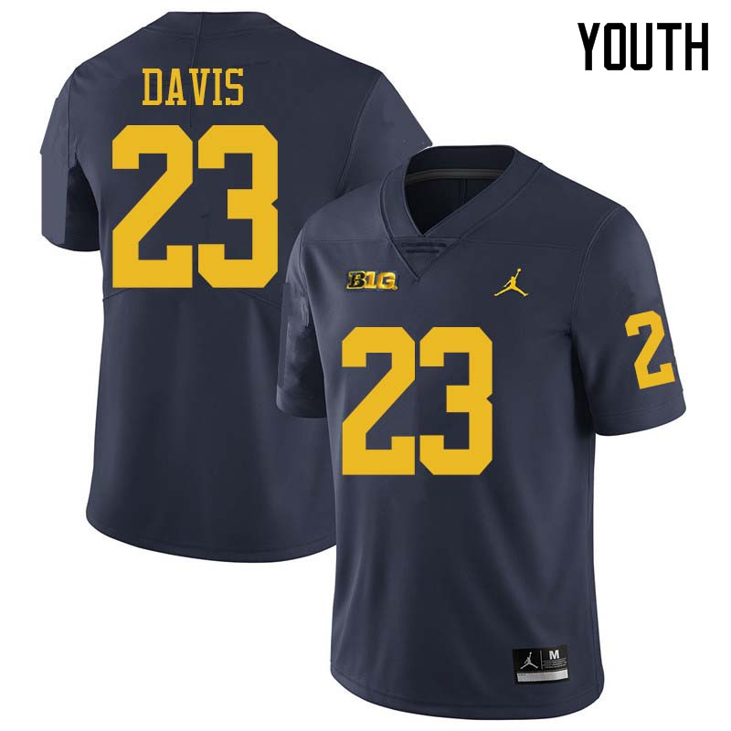 Jordan Brand Youth #23 Jared Davis Michigan Wolverines College Football Jerseys Sale-Navy